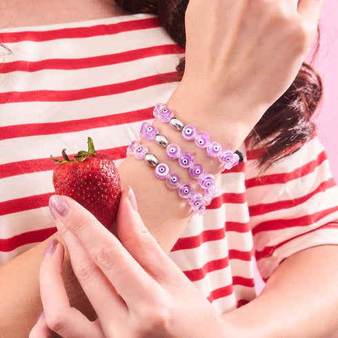 Bracelet Mauvais Œil en Cristal | Argent Sterling 925 | Violet